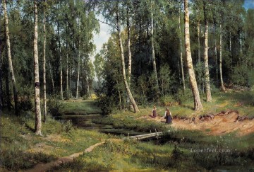 イワン・イワノビッチ・シーシキン Painting - 白樺の森の中 1883 年の古典的な風景 Ivan Ivanovich